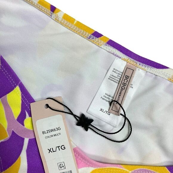 BCBG Swim Bottom Women’s XL Colorful Floral Give It A Swirl Scoop Printed - Picture 2 of 7